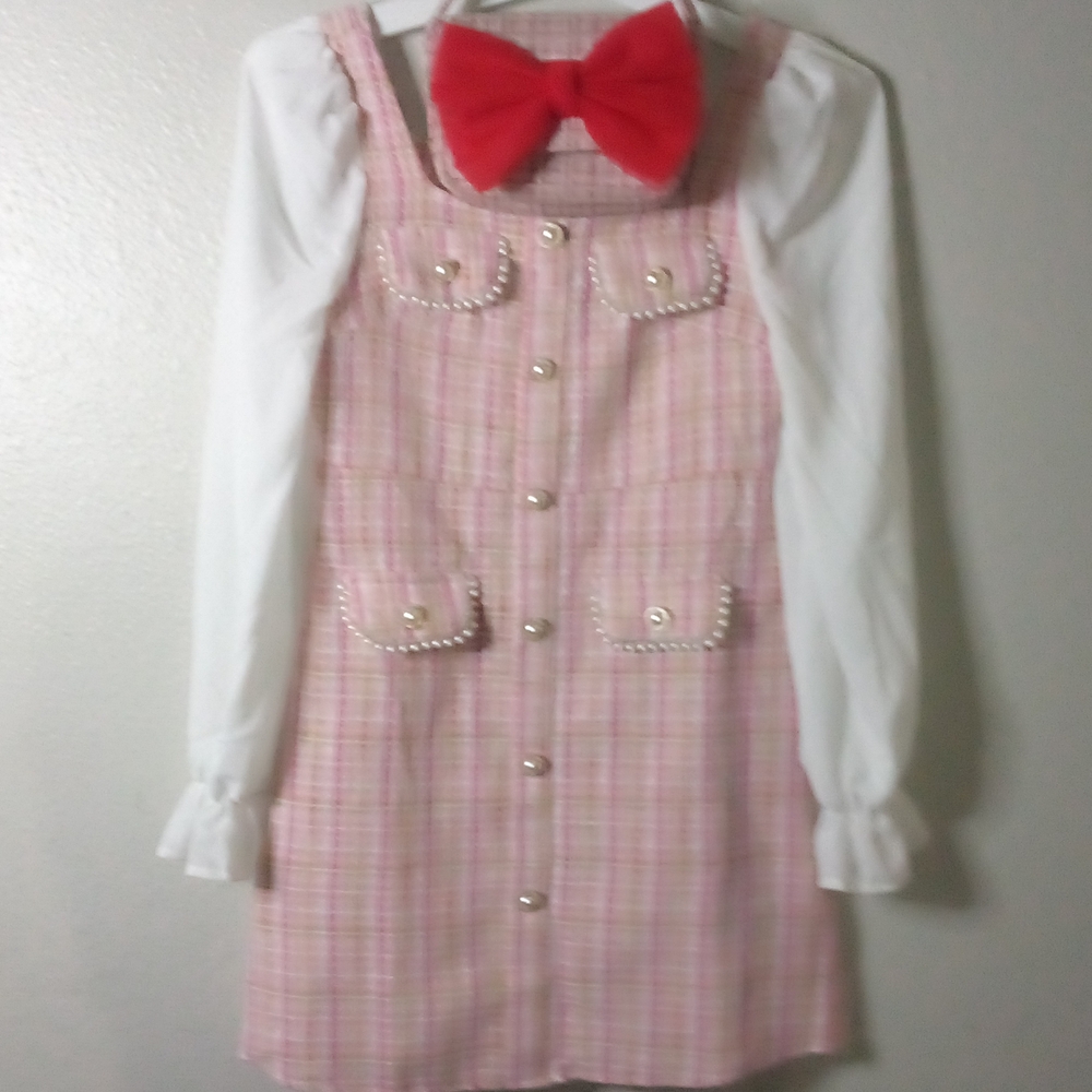 Girl Pink/White Pearl Dress w/mini Purse